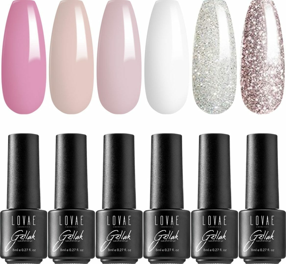 Lovae Cosmetics Gellak 6 Delige Set Gel Nagellak Nude Pink