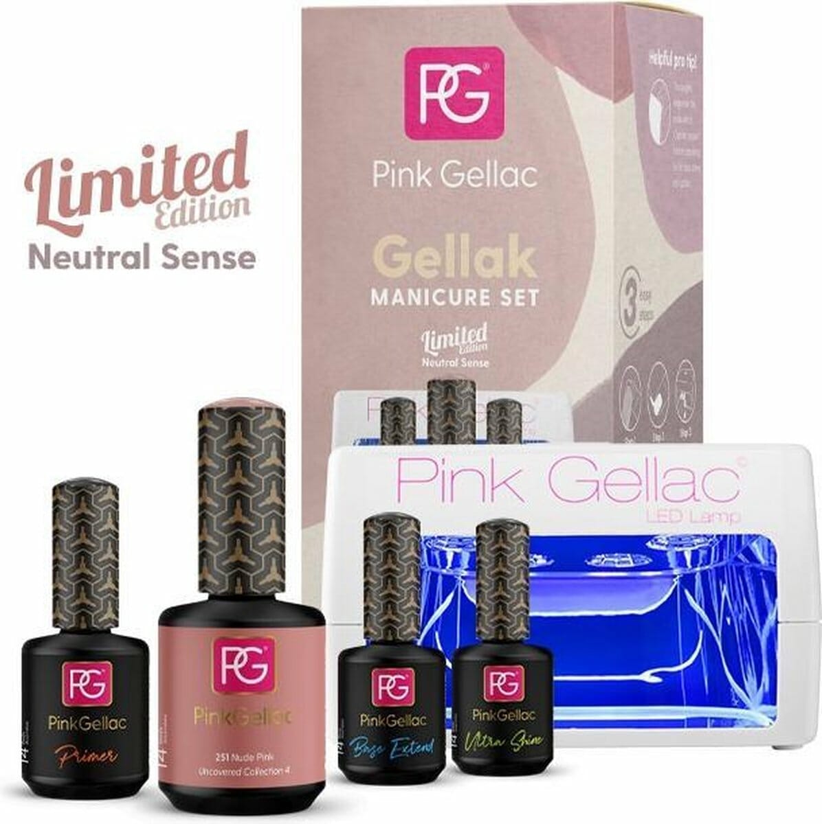 Pink Gellac Starterspakket Neutral Sense Met Roze Kleur En Led