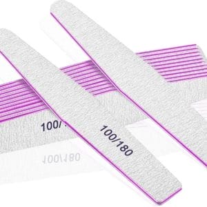 12PCS Nagelvijlen, Professionele Nagelvijlset, Gebogen Vingernagelbestanden, 100/180 korrel Tweezijdig Emery Board Manicure Tools voor Thuis en in de Salon Gebruik