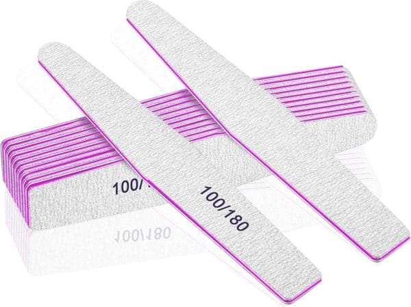 12pcs nagelvijlen, professionele nagelvijlset, gebogen vingernagelbestanden, 100/180 korrel tweezijdig emery board manicure tools voor thuis en in de salon gebruik