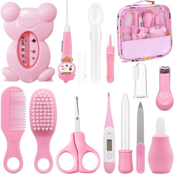 13-delige babyverzorgingsset voor geboorte, babyverzorgingsset, eerste uitrusting voor pasgeborenen, babyverzorgingsset voor pasgeborenen zuigelingen (roze, 13 stuks)