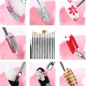 15 delig set zwarte Nail Art penselen - Professional Nail Brushes - Nagel art penselen- Nail Art tool voor Gel en Acryl Nagels