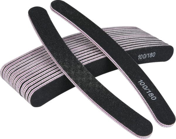 15pcs nagelvijlen, professionele nagelvijlset, gebogen vingernagelbestanden, 100/180 korrel tweezijdig emery board manicure tools voor thuis en in de salon gebruik (zwart)