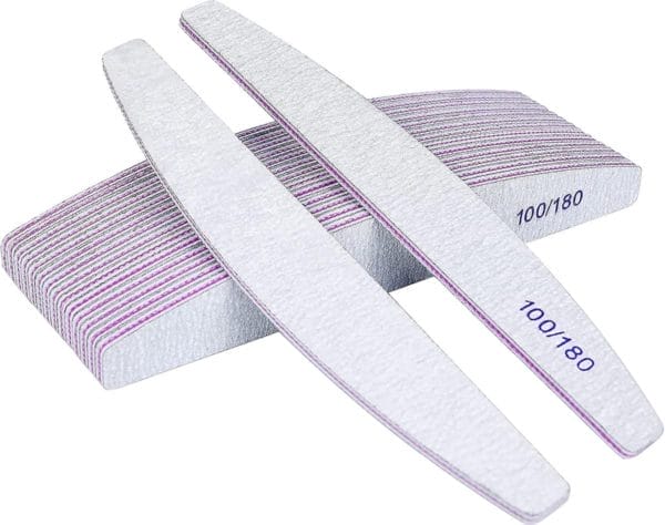 16 stks nagelvijlen, 100/180 grit dubbelzijdige emery board, professionele nagelvijlset gebogen vingernagelvijlen voor nagelverzorging en styling (grijs)