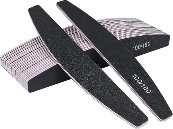 16 stks nagelvijlen, 100/180 grit dubbelzijdige emery board, professionele nagelvijlset gebogen vingernagelvijlen voor nagelverzorging en styling (zwart)