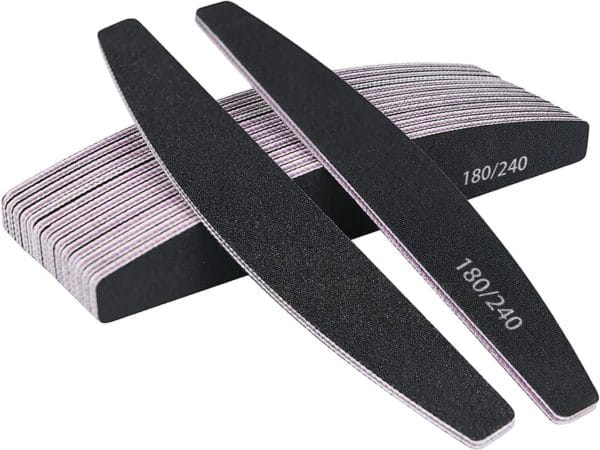 16 stks nagelvijlsels, 180/240 nagelvijlsels voor nagels, wasbare en herbruikbare nagelvijlsels, dubbelzijdige nagelvijlsels voor nagelstudie en thuis, professioneel hechtmateriaal (zwart)