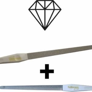 2 X Solingen Diamanten NagelVijl Set (reisset ) - 1 X Diamant Vijl Curved(20cm) - 1 X Diamant Vijl Plat(15CM)- Manicure & Pedicure