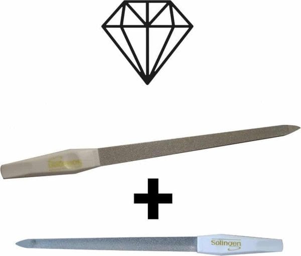 2 X Solingen Diamanten NagelVijl Set (reisset ) - 1 X Diamant Vijl Curved(20cm) - 1 X Diamant Vijl Plat(15CM)- Manicure & Pedicure