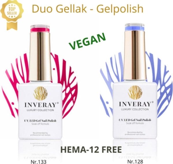 2 flesjes gel polish, gellak, gelish, hema 12 fee, vegan, prof. Gelpolish