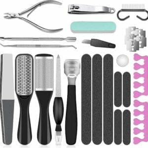 23 stuks voetverzorgingsset pedicureset professionele roestvrij stalen nagelknipper eeltverwijderaar manicure set voetverzorgingsset voor dames, heren, salon of thuis