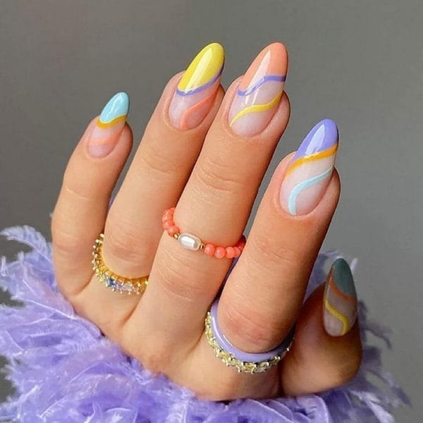 24 stuks nepnagels - kunstnagels nail art - plak nagels - multicolor