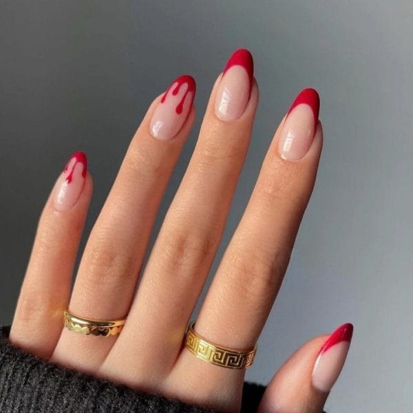 24 stuks nepnagels - kunstnagels nail art - plak nagels - rood bloeddruppel