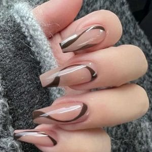 24 gestreepte nepnagels - kunstnagels - plaknagels