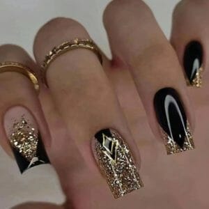 24 stuks Lange Vierkante Glitter Nep Nagels - plaknagels - kunstnagels