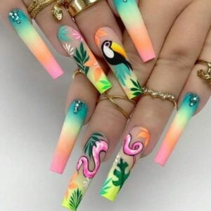 24 stuks bloemenpatroon kunstnagels - plaknagels - nepnagels