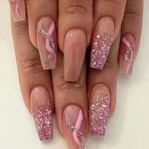 24 stuks glitter nepnagels roze - kunstnagels - plaknagels