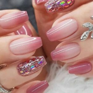 24 stuks roze glitter kunstnagels - plaknagels - nepnagels