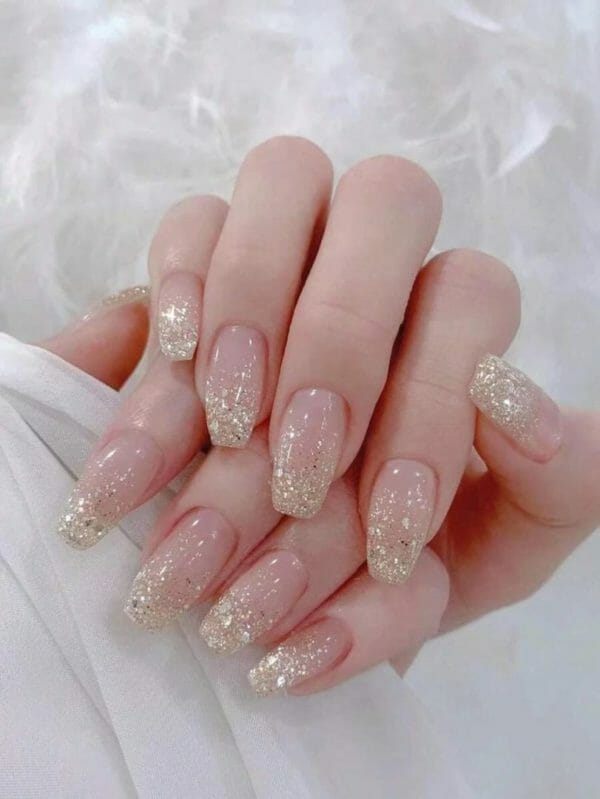 24 stuks witte glitter kunstnagels - plaknagels - nepnagels