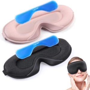 2x Oogmasker Verkoelend Verwarmend met herbruikbare gel, 100% lichtblokkerend 3D-slaapmasker voor dames en heren, verkoelend slaapmasker voor migraine/donkere kringen/droge ogen/gezwollen ogen