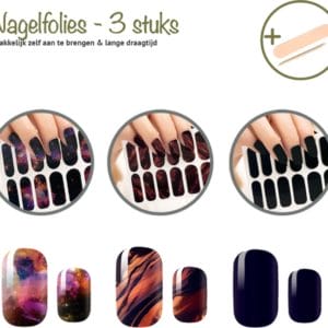 3 stuks Nailwraps - Nagellak - Nagels - Nagelvijl - Nagelstickers - 60 Nagel folies - Nagel folie - Nagellak set - Nagelfolie - Nailwraps - Zwarte nagellak