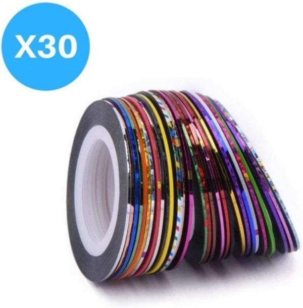 30 Rolletjes Striping Tape - Rolls Multicolor Gemengde Kleuren - Rolls Striping Tape Line Nail Art Decoratie Sticker