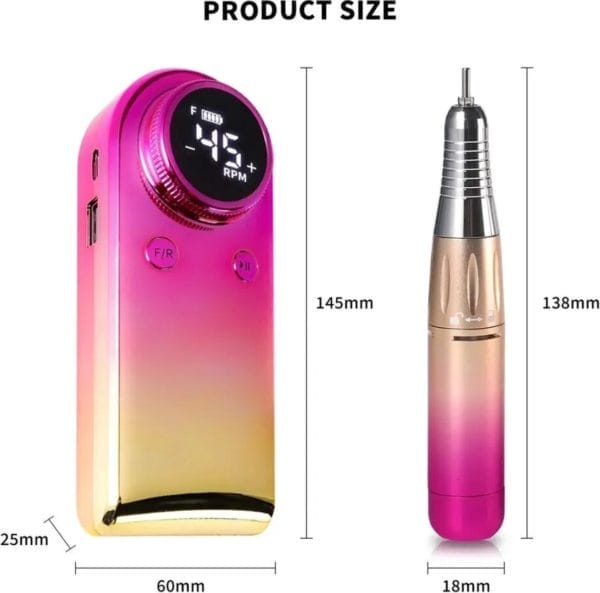 45000rpm draagbare elektrische nagelboormachine oplaadbare gradiënt nagels schuurmachine manicure lcd-display nagelvijl pedicure tool