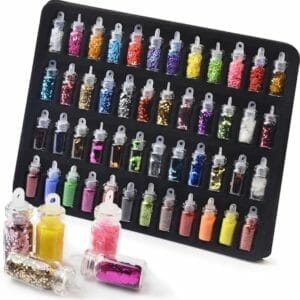 48 potjes glitter / decoratie voor nail art / knutselen - Sparkolia Glitters Nagel Decoratie Set- 3D Nail Art voor Gellak, Acryl of Nagellak - Glitter, Poeder, Holografisch, Vlokken, Pailletten, Shimmer, Rhinestone - verschillende kleuren