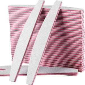 50 Stuks Nagelvijlen 100/180, Nagels Vijlen Dubbelzijdige Vijlen Voor Gelnagels Nagelvijl Professioneel Pools Manicure Nail Art Materiaal Schuurpapier Vorm Trapezoïde Kleur wit/Kern Rood