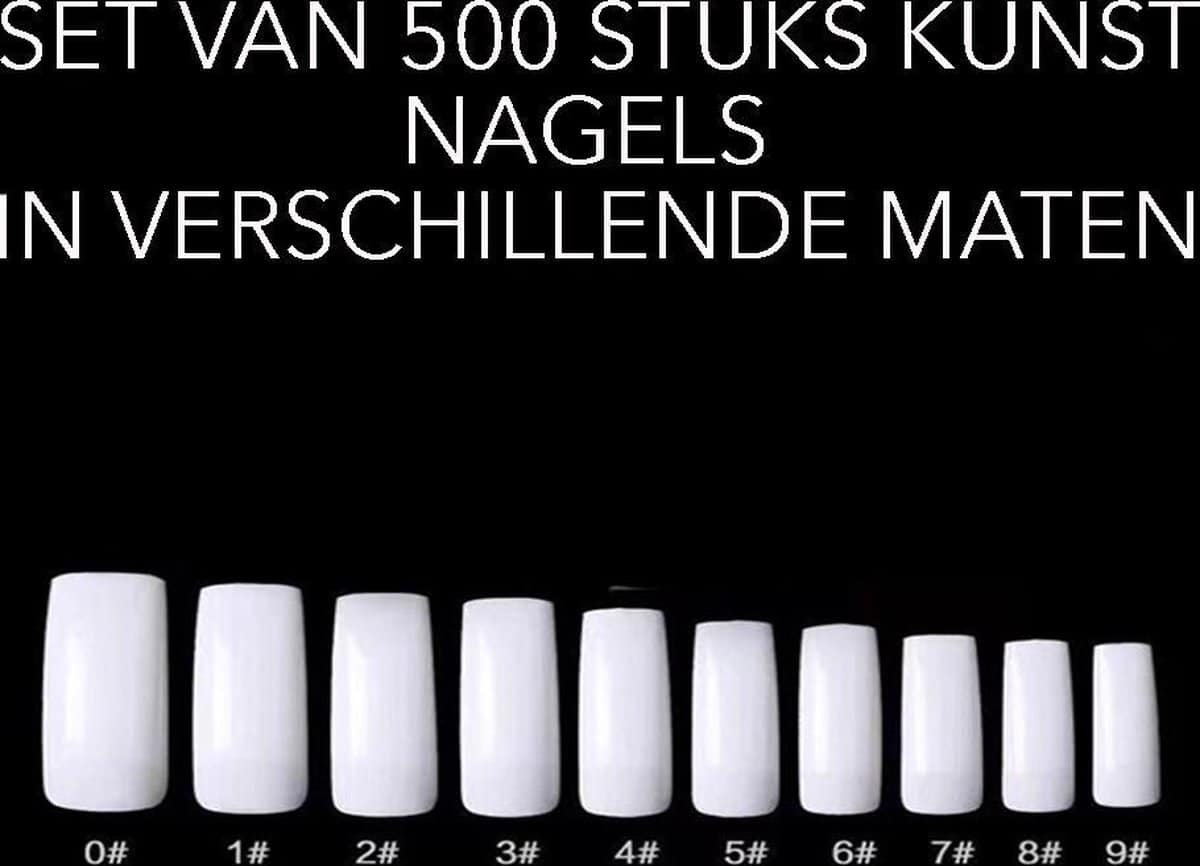 500 Nageltips wit - Kunstnagels Nepnagels set van 500 stuks 10 Halve nagel - Alles over gelnagels