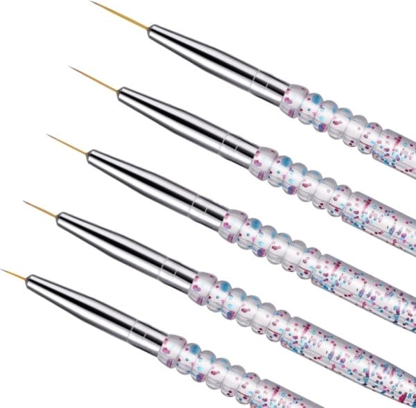 5pcs fijne nail schilderen borstels dunne nail art liner borstels nail ontwerp borstels set detail liner borstel voor nagels art (7/9/11/15/20mm)