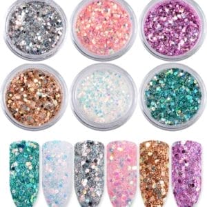 6 Glitter potjes | nail art | nagel glitters | Sparkolia