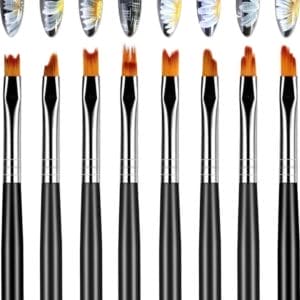 8 stuks functie nagelborstel, tekennagels borstel pen, nagelontwerp schilderij gereedschap set voor geschilderd, Franse manicure, patronen en bloemen nail art DIY & professioneel gebruik (zwart)