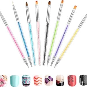 8 stuks penselen voor nagels, nagelkwastenset, nageldesign, kwast, nail art, fineliner, kwast, dotting gereedschap, kwast voor gelnagels voor doe-het-zelf nail art design