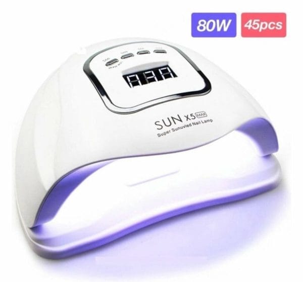 80 watt uv led lamp nagels - sun x5 max - 45led - nagel - uv- led lamp - wit - nagellamp - nail dryer - nagels - salon - lamp -