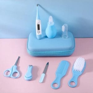 9-delige Baby Verzorgingsset - Kraam cadeau - Incl. Opberg/-Reisdoosje - Baby Borstel - Baby Verzorgingsproducten - Nagelset - Manicure set - babyshower cadeau