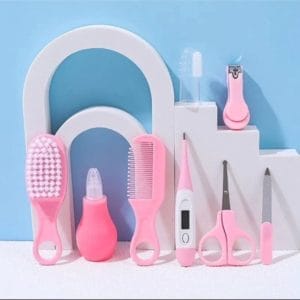 9-delige Baby Verzorgingsset - Kraam cadeau - Incl. Opberg/-Reisdoosje - Baby Borstel - Baby Verzorgingsproducten - Nagelset - Manicure set - babyshower cadeau