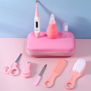 9-delige Baby Verzorgingsset - ROZE - Baby Borstel - Baby Verzorgingsproducten - Nagelset - Manicure set - Kraam cadeau - GRATIS Opberg/-Reisdoosje