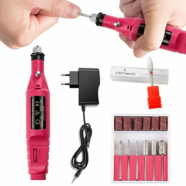 Acudac elektrische nagelvijl - nagelfrees - elektrische nagelfrees - nagelvijl - 6 verschillende opzetstukjes - rood - 10w