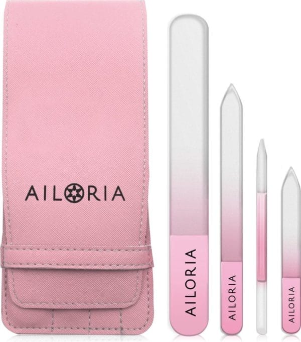 Ailoria contour glazen nagelvijlenset roze