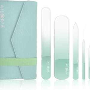 AILORIA CONTOUR LUXE Glazen nagelvijlenset groen