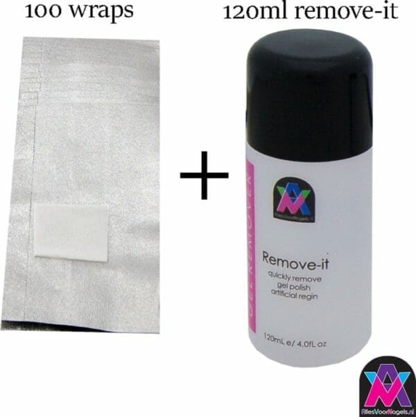 Avn gellak nagel verwijderaar wraps voor alle gel nagels | gel nagellak remover pads | gellak remover pads | soak off folie | 100 stuks | 120 ml remove it