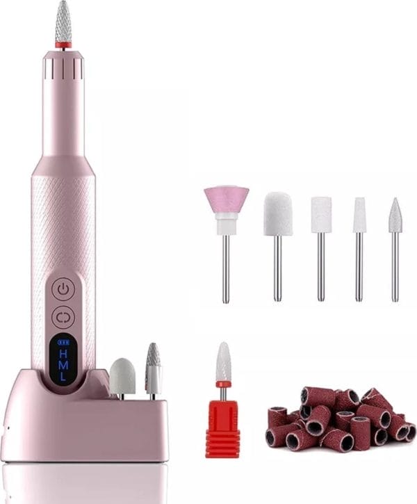 A&k mini draadloze elektrische nagelvijl set - manicure nagelfrees - 18000rpm draadloos pedicure - inclusief accessoires
