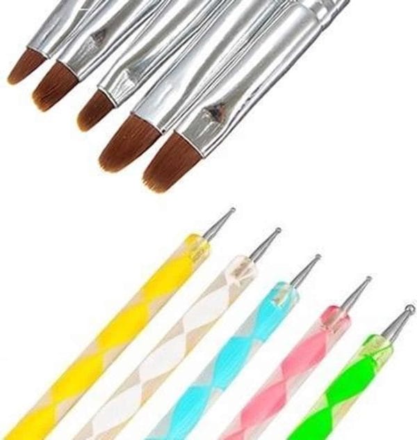 Acryl penselen met druppelpen (5 kleuren)