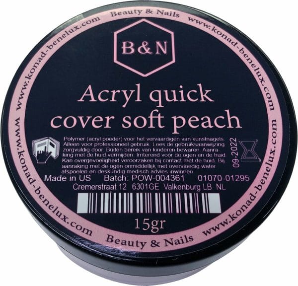 Acryl - quick cover soft peach - 15 gr | B&N - acrylpoeder