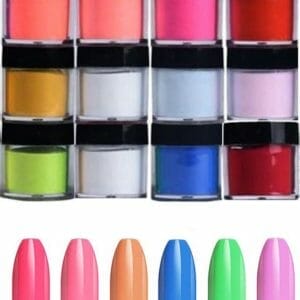 Acrylpoeders set | 12 stuks | 72 gram poeders | Acrylnagels | Nail Art | Acryl kleuren | Acrylpigment | Poeder voor nepnagels | Nagelpoeder | Nagelstad