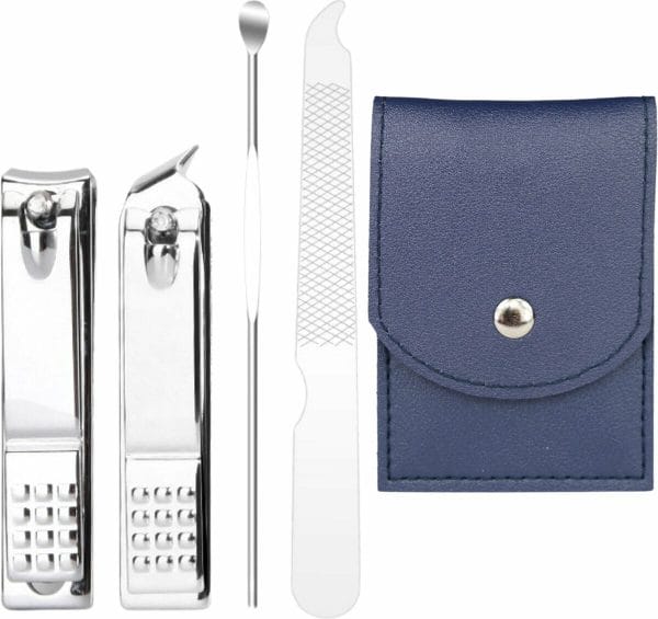 AdroitGoods - Luxe Manicure en Pedicure Set met Oorsmeer Verwijderaar - Nagelknipper - Nagelvijl - Teennagelknipper - Blauw