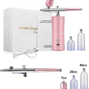 Airbrush set met compressor - Nail art - Body art - Modelbouw - Airbrush verf - Airbrush pistool - Airbrush reiniger - Reinigingsset - Pink