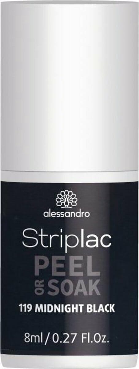 Alessandro Striplac Peel or Soak - Gellak - 119 Midnight Black - 8 ml