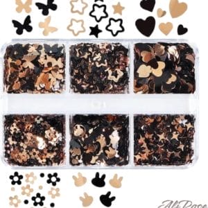 AliRose - Decoratieve Glitter - DIY - Nagel Glitter - Multifunctioneel - Black & Gold - Cadeau