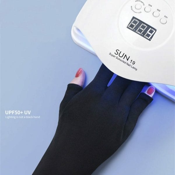 Anti | uv | stralings beschermings | zwart | handschoenen | uv lamp | uv handschoenen| nageldrogerlamp | manucure | gel nagels